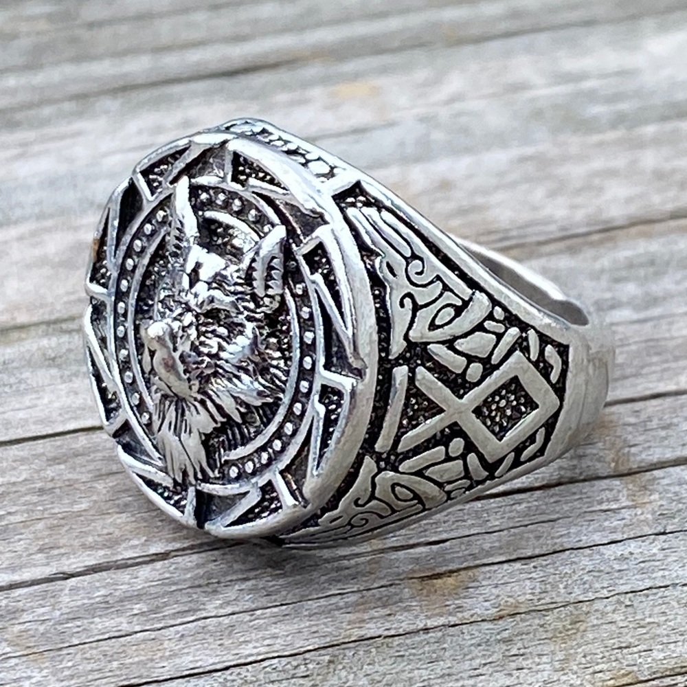 Viking Wolf ring Silver wolf knotwork Othala - Picture 2 of 10
